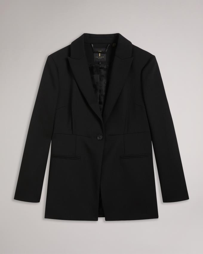 Blazer Ted Baker Longline Single Breasted Noir Femme | XQG-28842431